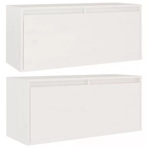 2 db fehér tömör fenyőfa faliszekrény 80 x 30 x 35 cm