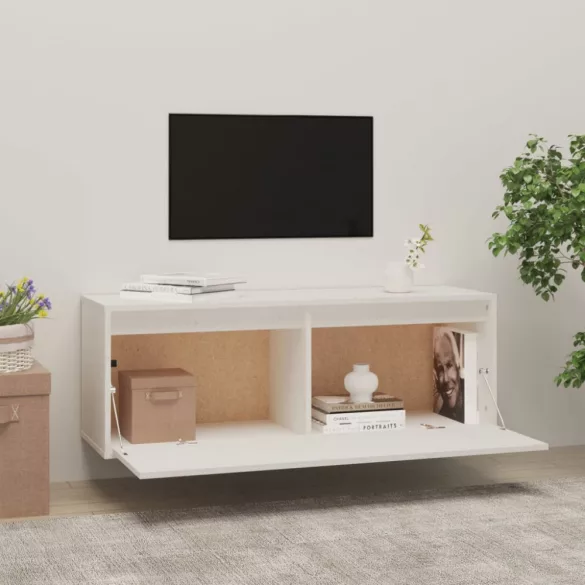 fehér tömör fenyőfa faliszekrény 100 x 30 x 35 cm