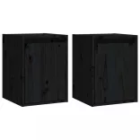 2 darab fekete tömör fenyőfa faliszekrény 30 x 30 x 40 cm