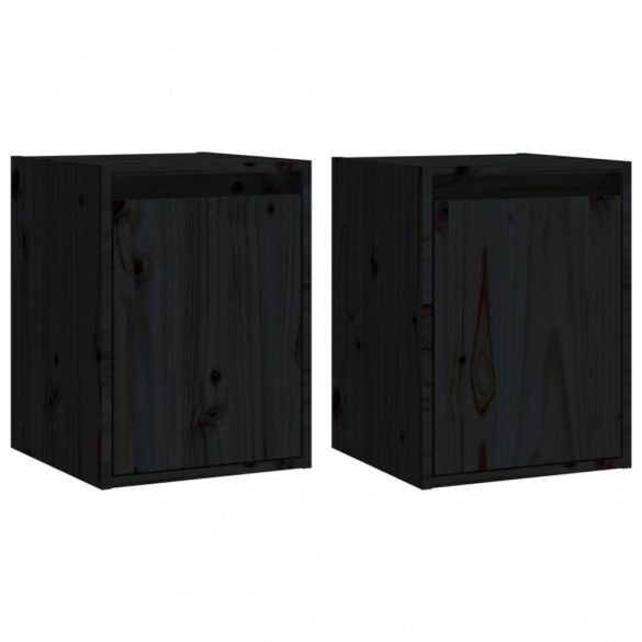 2 darab fekete tömör fenyőfa faliszekrény 30 x 30 x 40 cm
