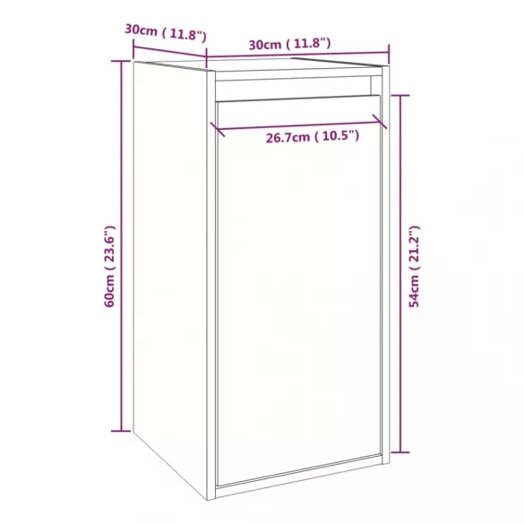 mézbarna tömör fenyőfa faliszekrény 30 x 30 x 60 cm
