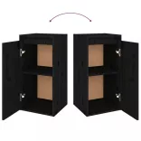 2 db fekete tömör fenyőfa faliszekrény 30 x 30 x 60 cm