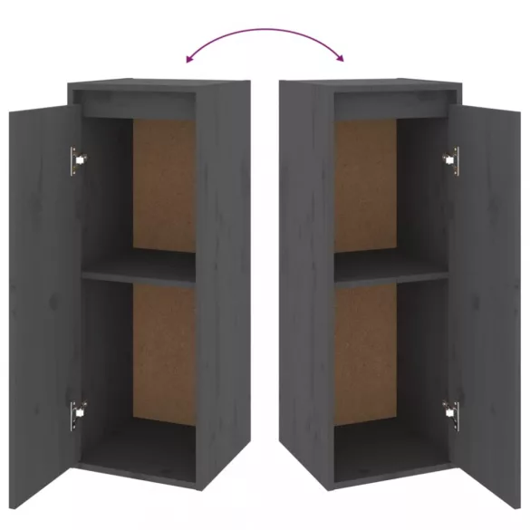 szürke tömör fenyőfa faliszekrény 30 x 30 x 80 cm