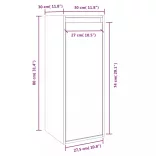 szürke tömör fenyőfa faliszekrény 30 x 30 x 80 cm