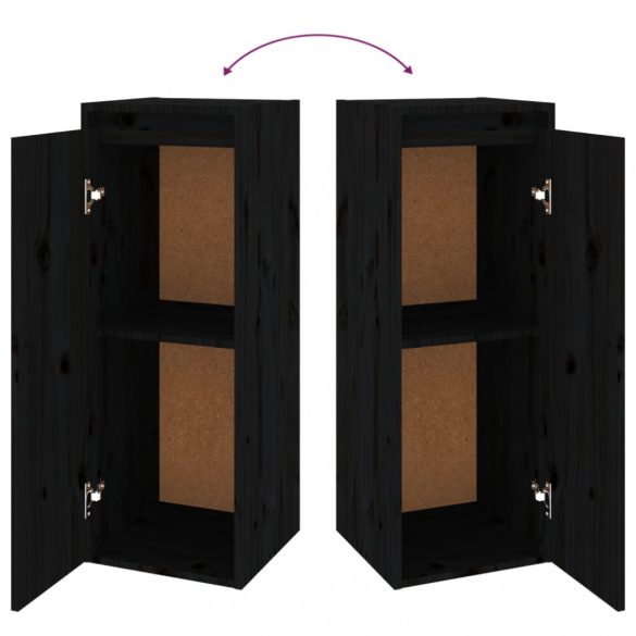 2 darab fekete tömör fenyőfa faliszekrény 30 x 30 x 80 cm