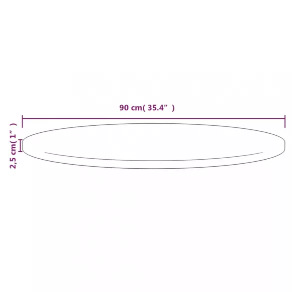 tömör fenyőfa asztallap Ø90 x 2,5 cm