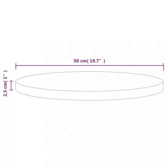 fehér tömör fenyőfa asztallap Ø50 x 2,5 cm