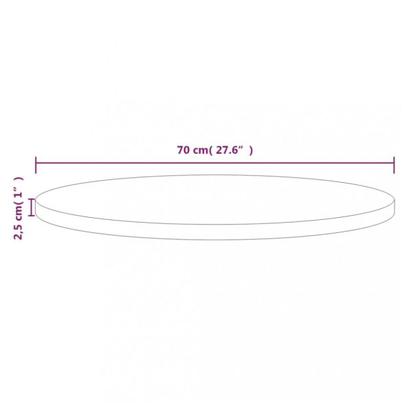 fehér tömör fenyőfa asztallap Ø70 x 2,5 cm