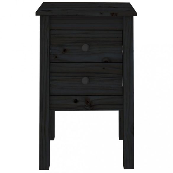 2 darab fekete tömör fenyőfa éjjeliszekrény 40 x 35 x 61,5 cm