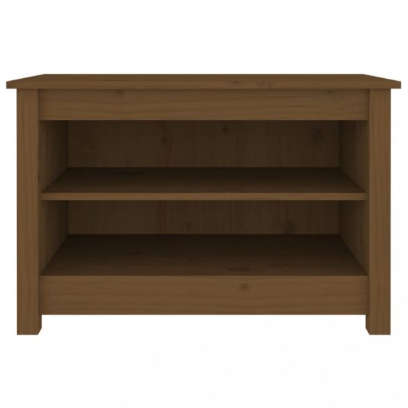 mézbarna tömör fenyőfa cipőtároló pad 70x38x45,5 cm