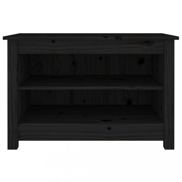 fekete tömör fenyőfa cipőtároló pad 70x38x45,5 cm