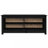 fekete tömör fenyőfa cipőtároló pad 110 x 38 x 45,5 cm