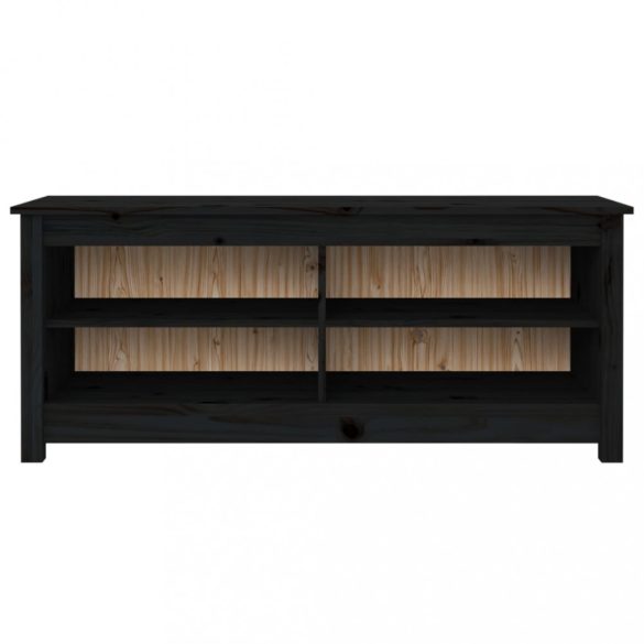 fekete tömör fenyőfa cipőtároló pad 110 x 38 x 45,5 cm