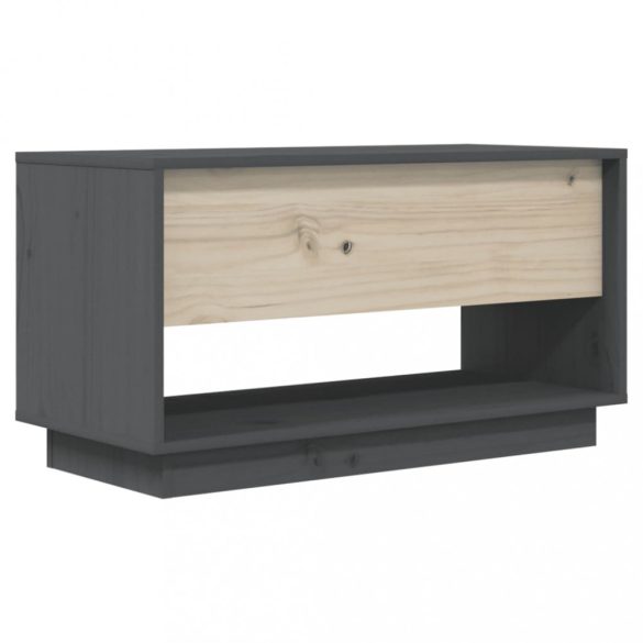 szürke tömör fenyőfa TV-szekrény 74x34x40 cm