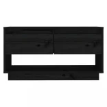 fekete tömör fenyőfa TV-szekrény 74x34x40 cm