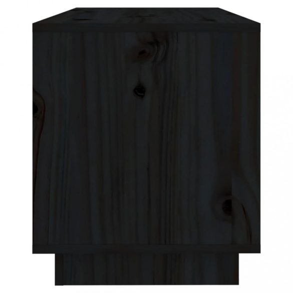 fekete tömör fenyőfa TV-szekrény 74x34x40 cm