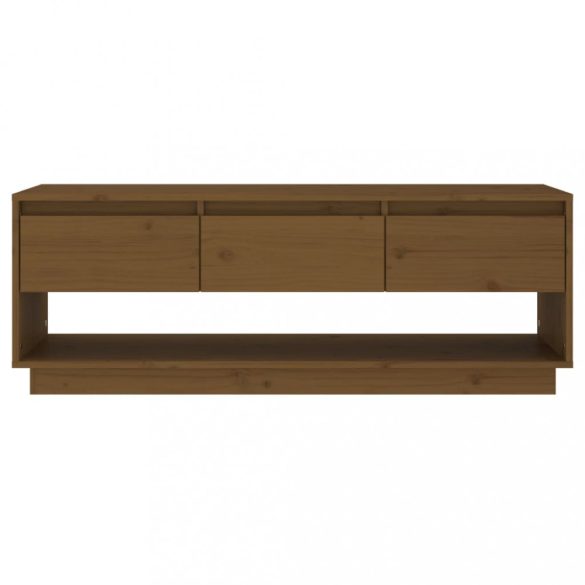 mézbarna tömör fenyőfa TV-szekrény 110,5x34x40 cm
