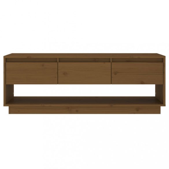 mézbarna tömör fenyőfa TV-szekrény 110,5x34x40 cm