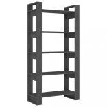 szürke tömör fa könyvszekrény/térelválasztó 80 x 35 x 160 cm