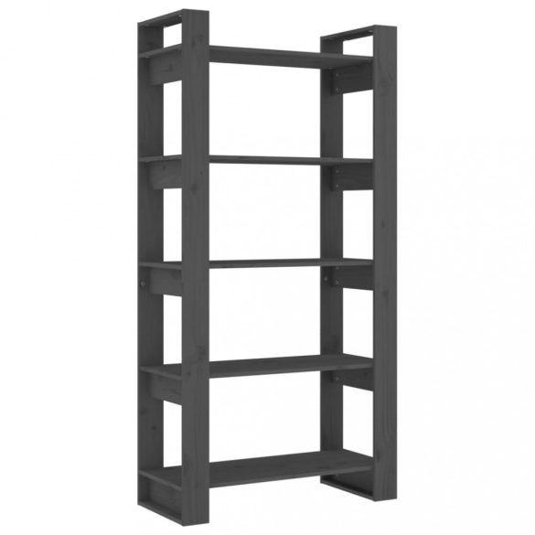 szürke tömör fa könyvszekrény/térelválasztó 80 x 35 x 160 cm