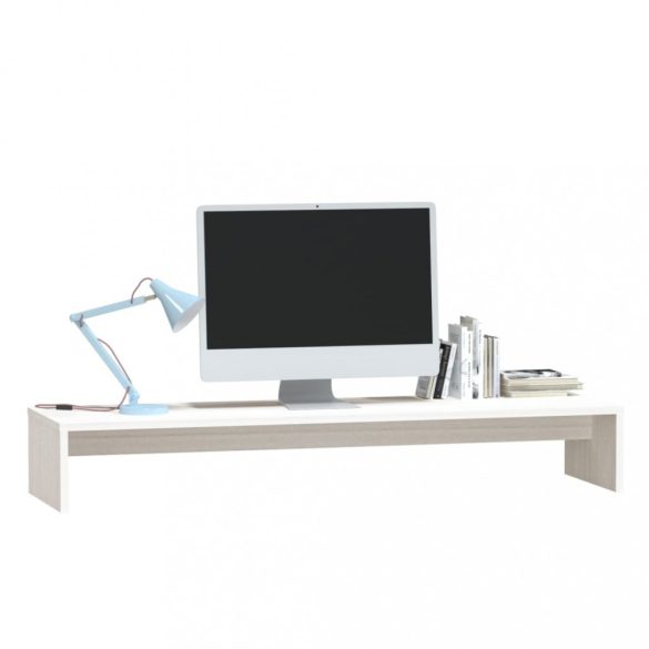 fehér tömör fenyőfa monitorállvány 100 x 27 x 15 cm