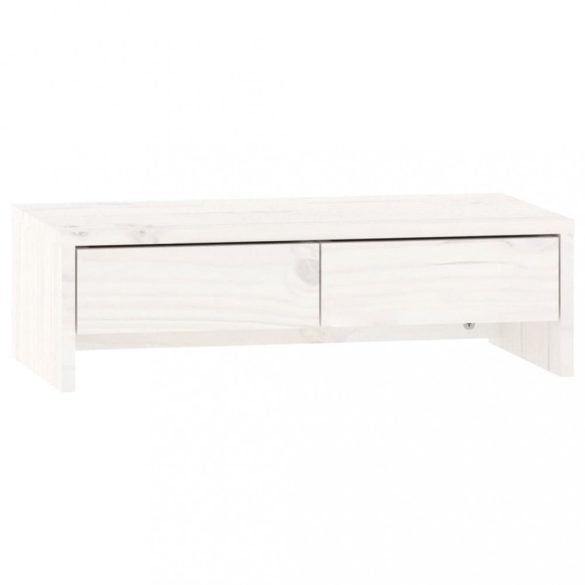 fehér tömör fenyőfa monitorállvány 50x27x15 cm