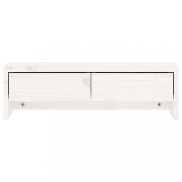 fehér tömör fenyőfa monitorállvány 50x27x15 cm