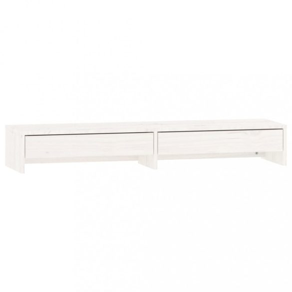 fehér tömör fenyőfa monitorállvány 100x27x15 cm