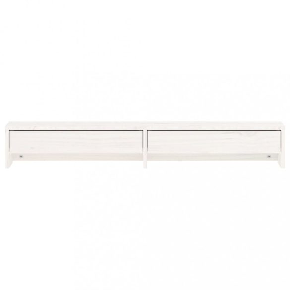 fehér tömör fenyőfa monitorállvány 100x27x15 cm