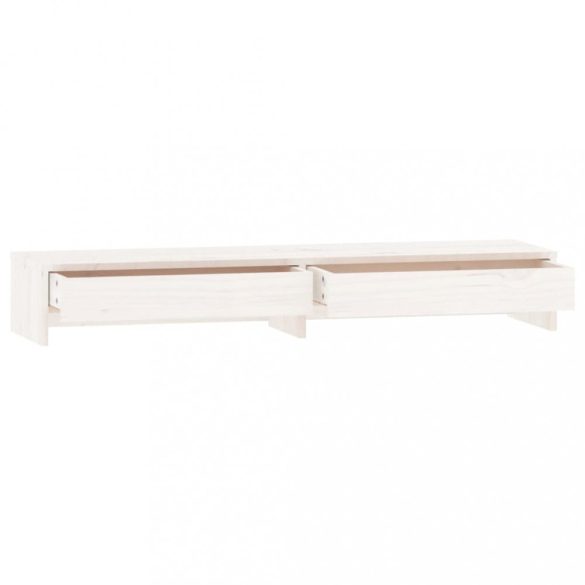 fehér tömör fenyőfa monitorállvány 100x27x15 cm