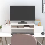 fehér tömör fenyőfa monitorállvány 70x27,5x15 cm