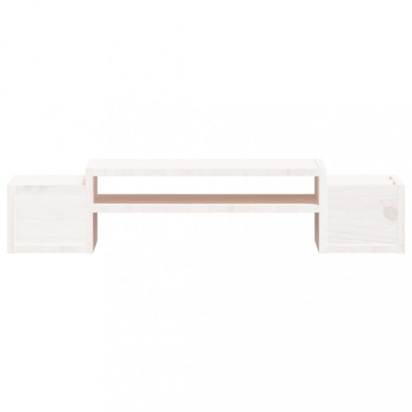 fehér tömör fenyőfa monitorállvány 70x27,5x15 cm