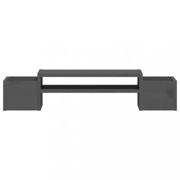 szürke tömör fenyőfa monitorállvány 70x27,5x15 cm