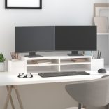 fehér tömör fenyőfa monitorállvány 100x27,5x15 cm