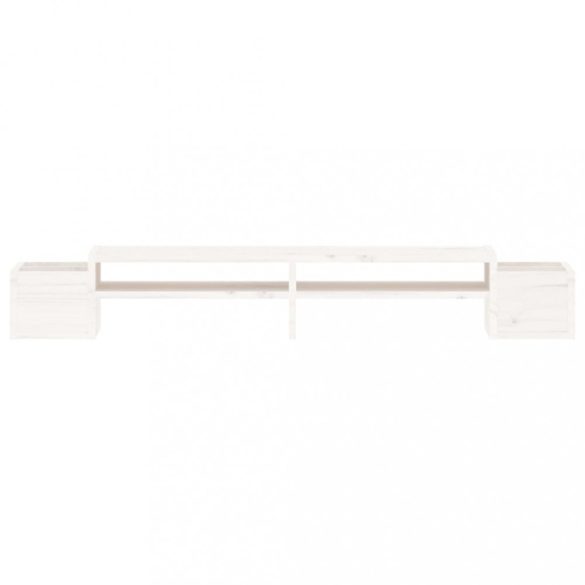 fehér tömör fenyőfa monitorállvány 100x27,5x15 cm