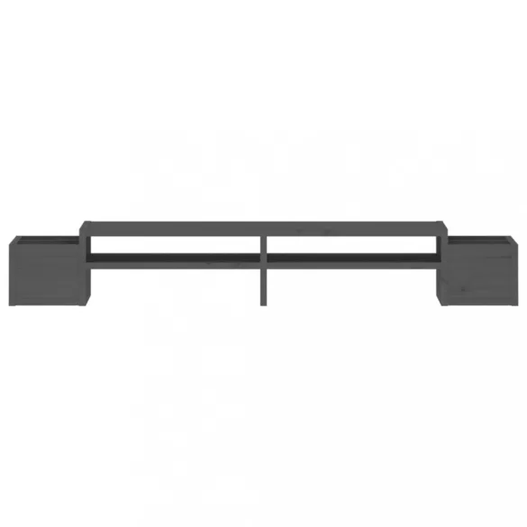 szürke tömör fenyőfa monitorállvány 100x27,5x15 cm