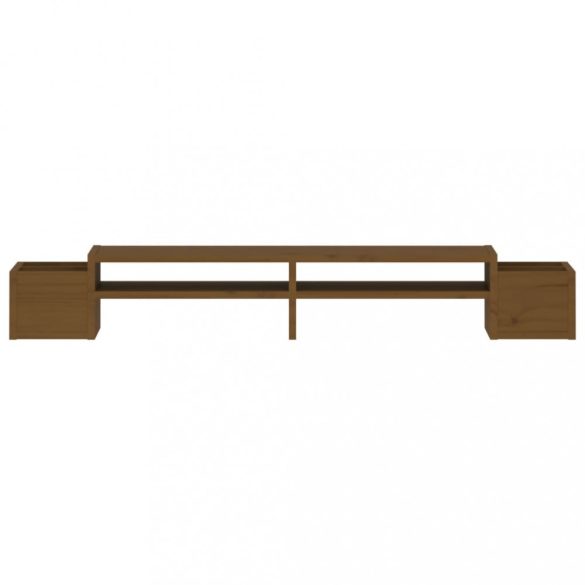 mézbarna tömör fenyőfa monitorállvány 100x27,5x15 cm