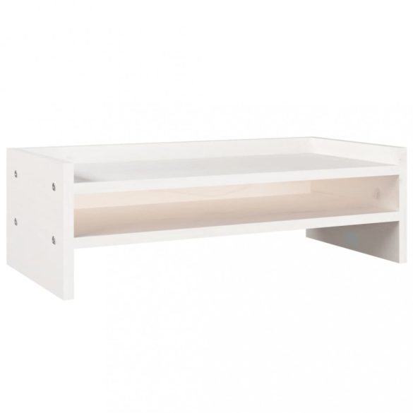 fehér tömör fenyőfa monitorállvány 50x24x16 cm