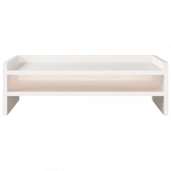 fehér tömör fenyőfa monitorállvány 50x24x16 cm