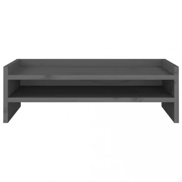 szürke tömör fenyőfa monitorállvány 50x24x16 cm