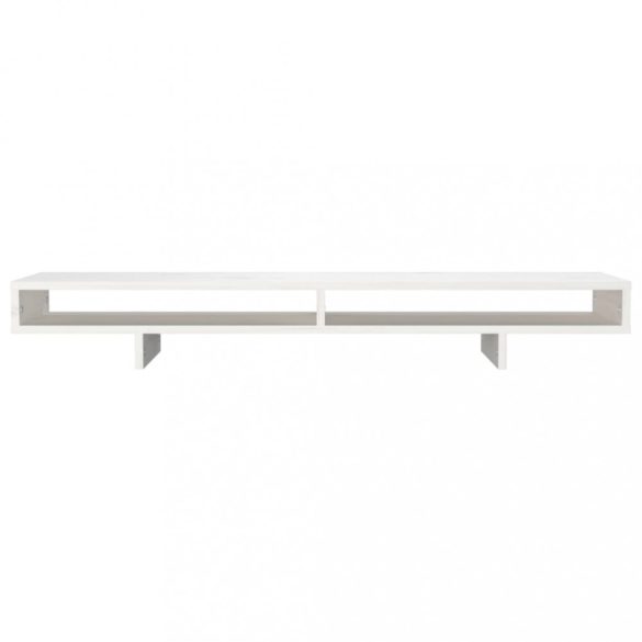fehér tömör fenyőfa monitorállvány 100x27x14 cm