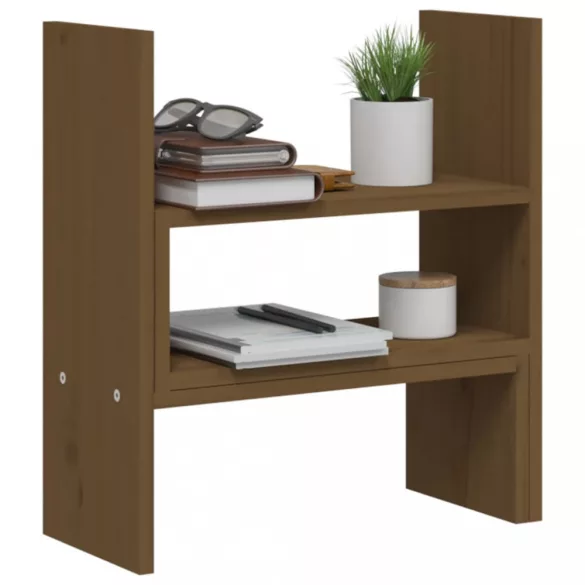 mézbarna tömör fenyőfa monitorállvány (39-72) x 17 x 43 cm