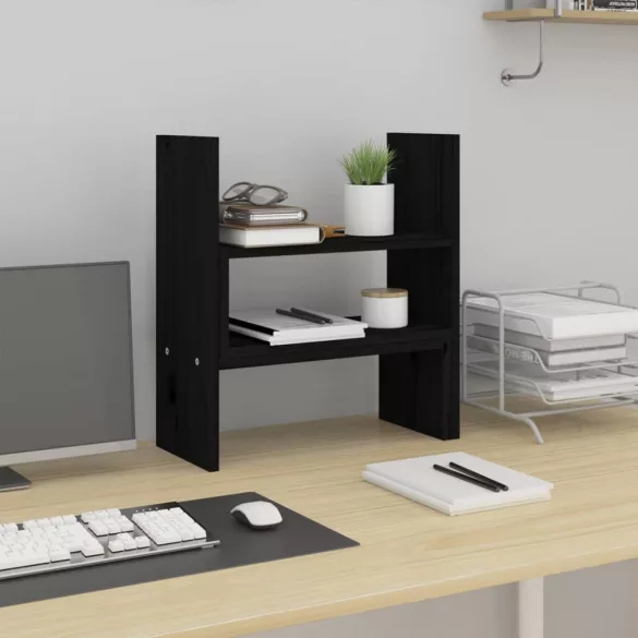 fekete tömör fenyőfa monitorállvány (39-72) x 17 x 43 cm