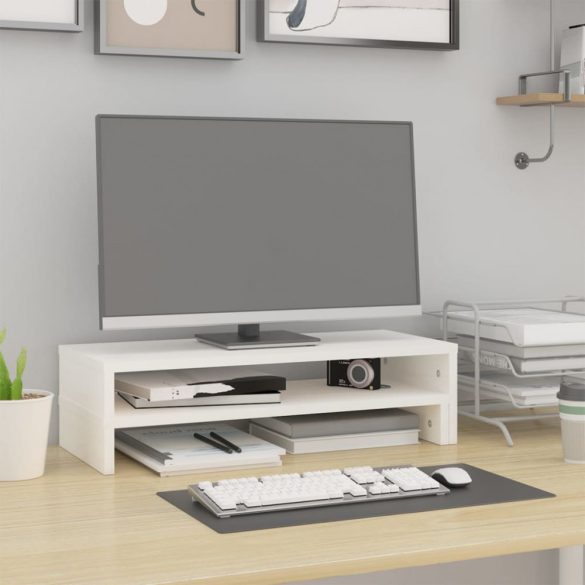 fehér tömör fenyőfa monitorállvány (52-101) x 22 x 14 cm