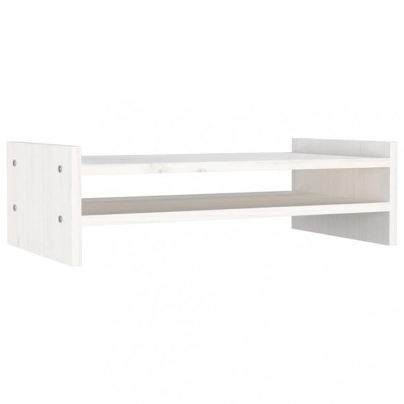 fehér tömör fenyőfa monitorállvány 50x27x15 cm