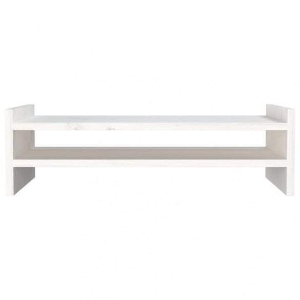 fehér tömör fenyőfa monitorállvány 50x27x15 cm