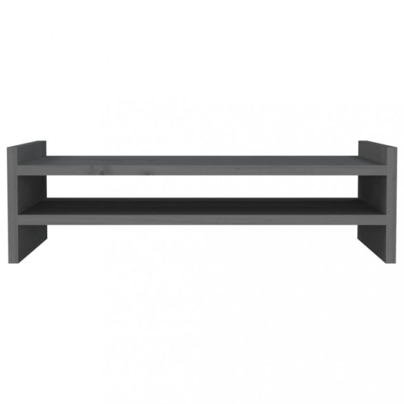 szürke tömör fenyőfa monitorállvány 50x27x15 cm