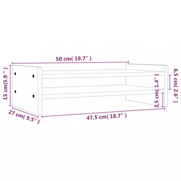 mézbarna tömör fenyőfa monitorállvány 50x27x15 cm