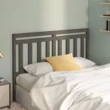 szürke tömör fenyőfa ágyfejtámla 146 x 4 x 100 cm