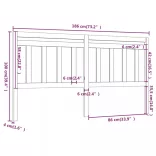 szürke tömör fenyőfa ágy fejtámla 186 x 4 x 100 cm